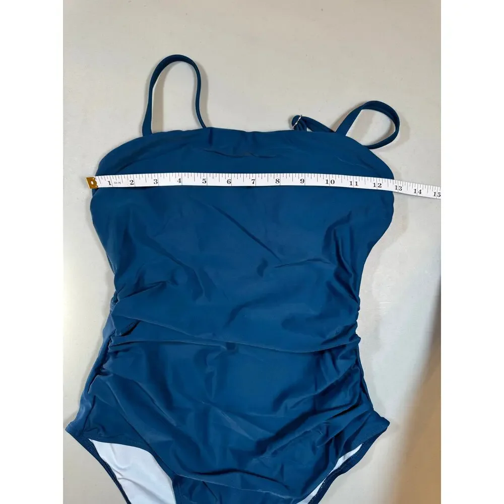 NWT Cupshe One-Piece Swimsuit | Teal Ruched Slimming Bathing Suit | Size Small - Picture 4 of 5